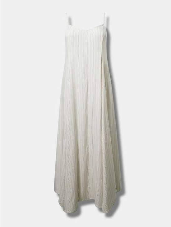torrid Dresses & Skirts - torrid Ivory Pleated Maxi Slip Dress with Spaghetti Straps